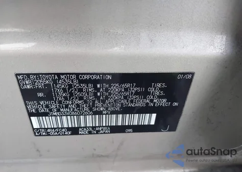 2008 Toyota Rav4 z USA, uszkodzony, nr VIN JTMBD33V086072606